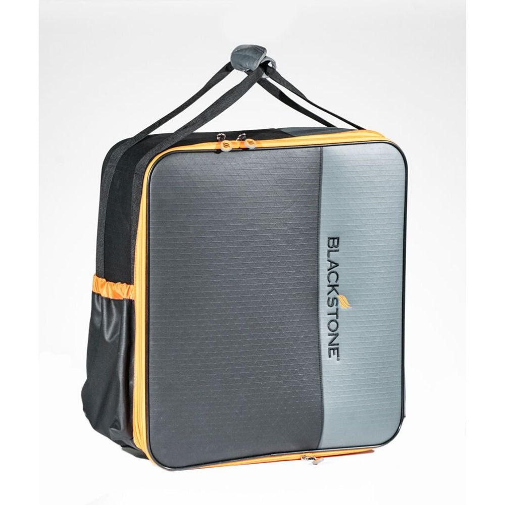 Blackstone 17-Inch Tabletop Griddle Backpack with Hard Shell Front and Bold Orange Zipper – Durable and Portable Outdoor Griddle Bag