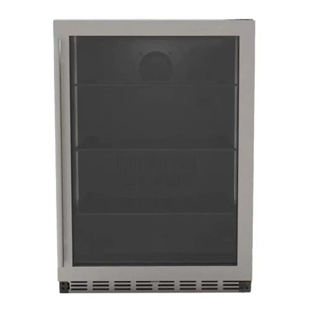 Summerset RFR-24G 24-inch Outdoor Refrigerator with glass door and stainless steel trim.