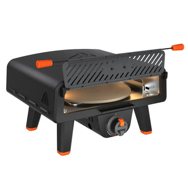 Leggero Pro portable gas pizza oven with 13-inch rotating pizza stone and open heat retention door