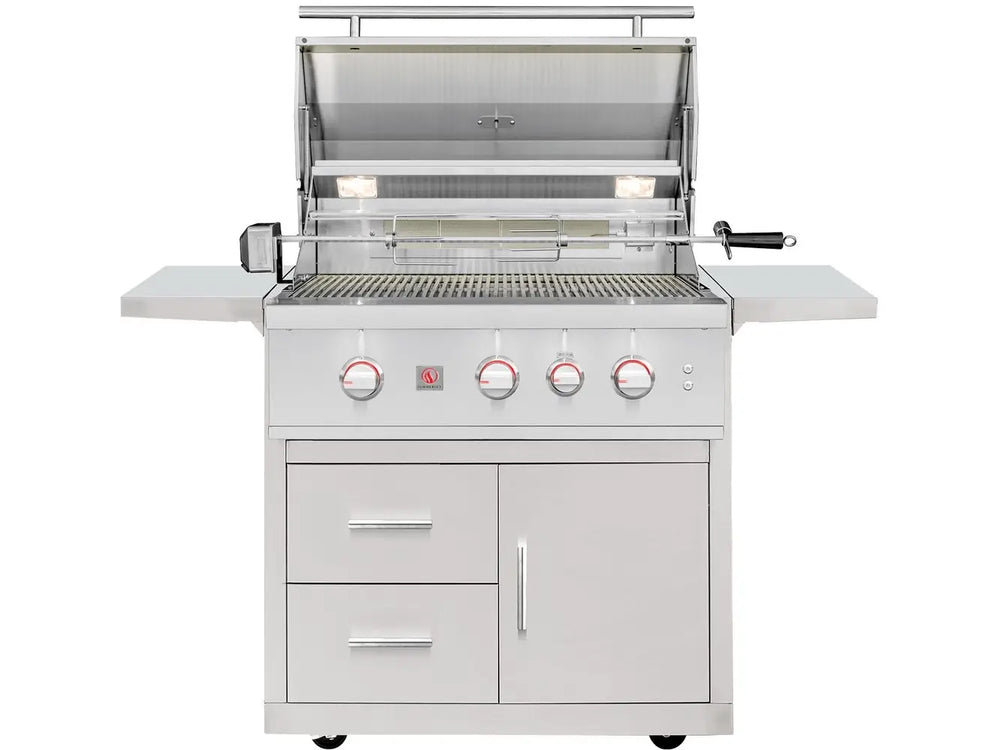 Summerset TRL Pro 32” Grill in a Deluxe Cart with Open Lid Front VIew