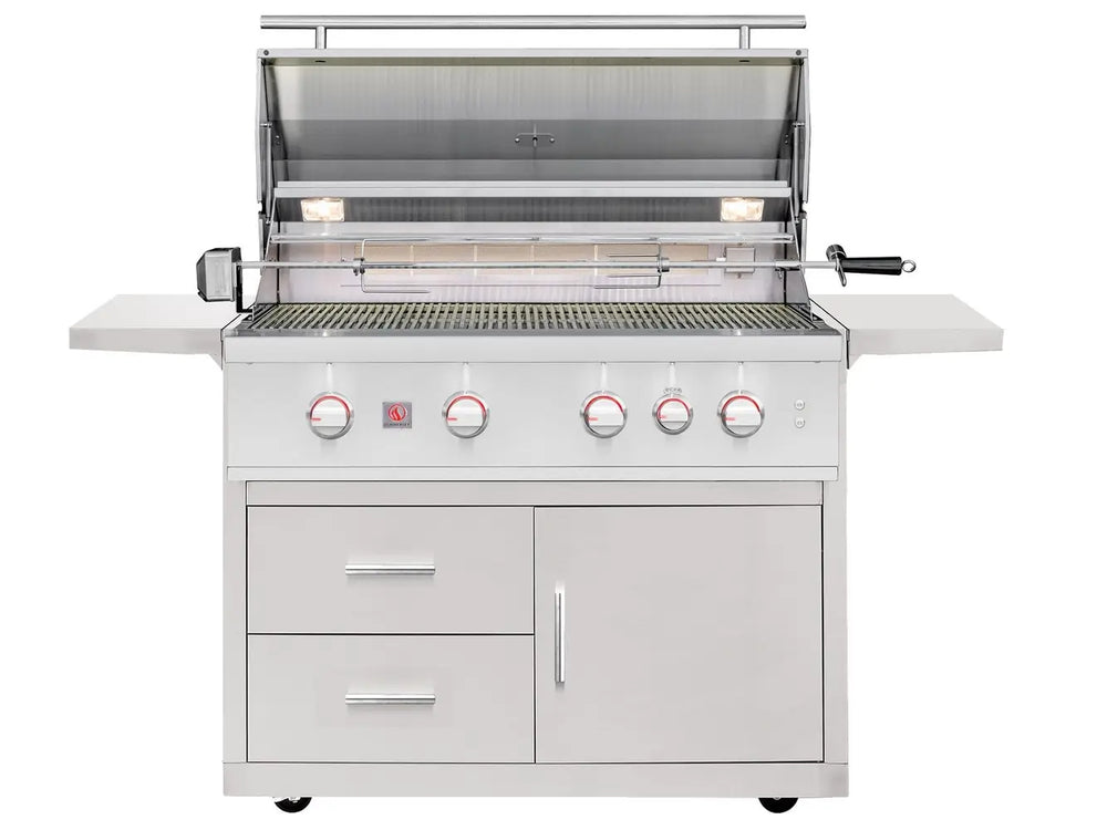 Summerset TRL Pro 40” Grill in a Deluxe Cart Open Lid Front View