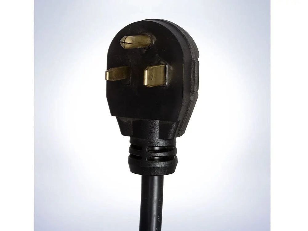 Close-up of heavy-duty power plug for ElectriChef outdoor electric grill.