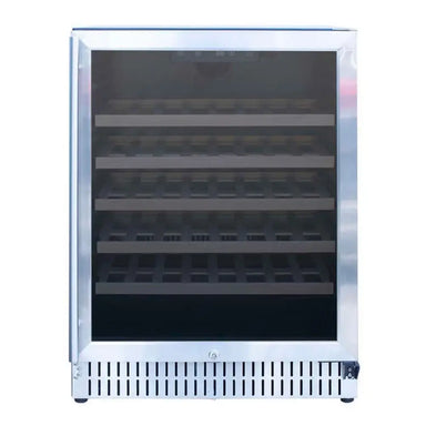 Front view of Summerset RFR-24W 24-inch outdoor wine cooler with stainless steel trim and door lock.