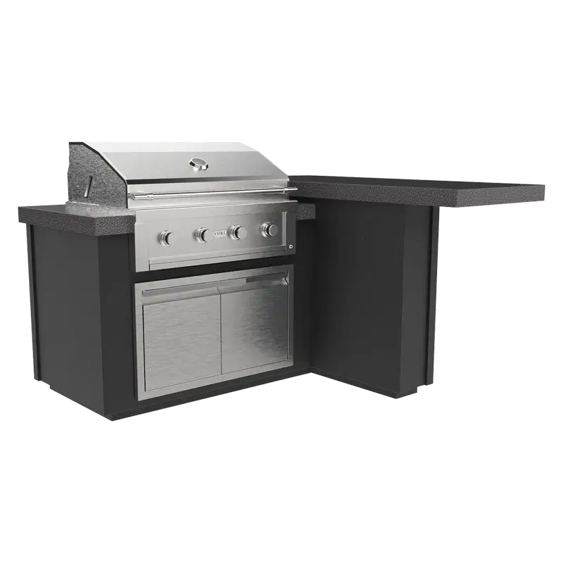Videl Grills Alta 72L L Shaped BBQ Island with 36 inch Grill and Storage - Black and Java