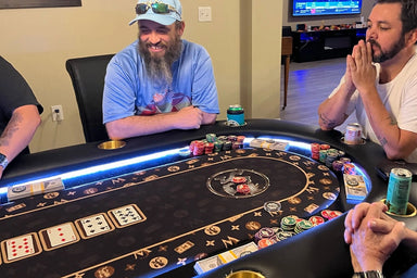 BBO Elite Alpha Poker Table Lifestyle with Custom Graphics