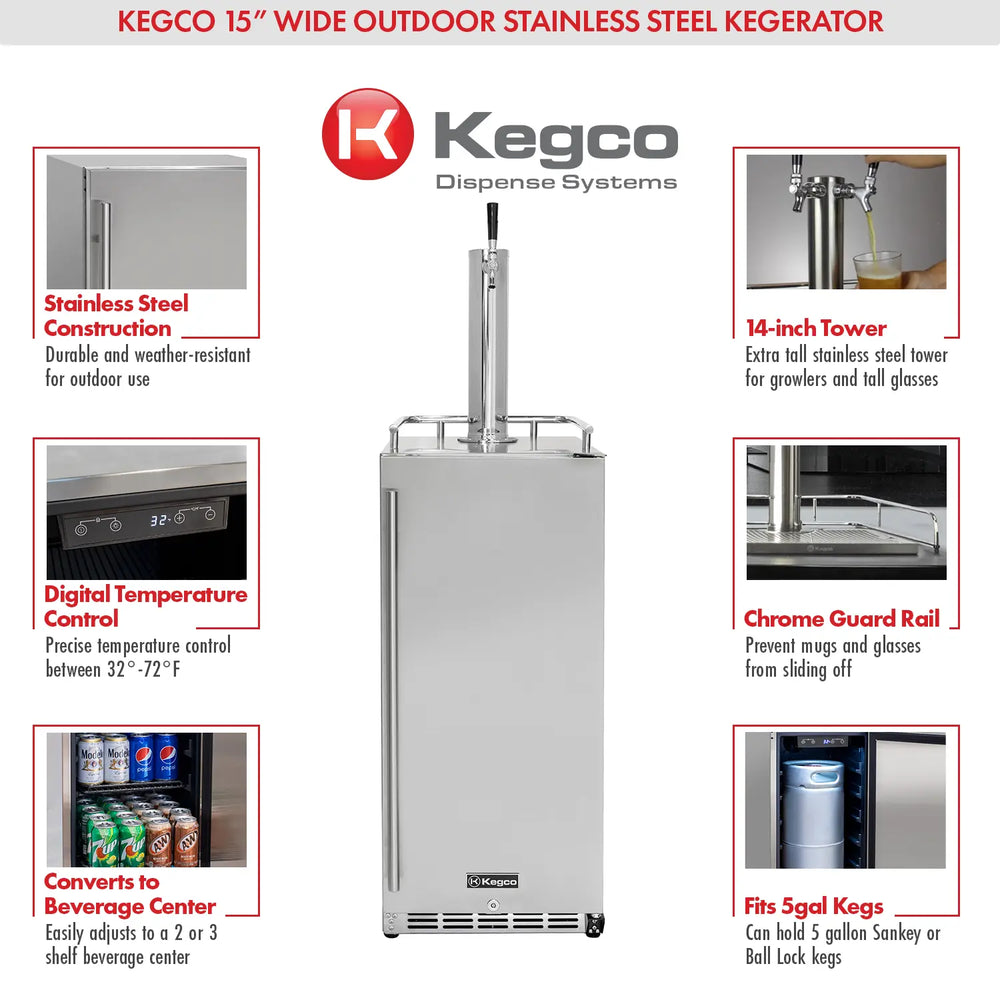 Kegco 15" Kegerator Features