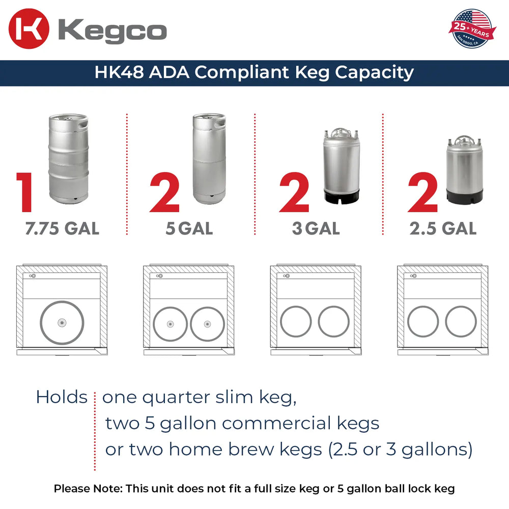 Kegco HK48 Kegerator Keg Capacity