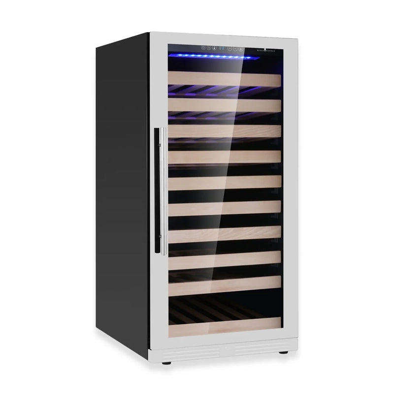 KingsBottle KBU265WX-FG RHH Freestanding Stainless Steel Wine Cooler – 100 Bottle Capacity