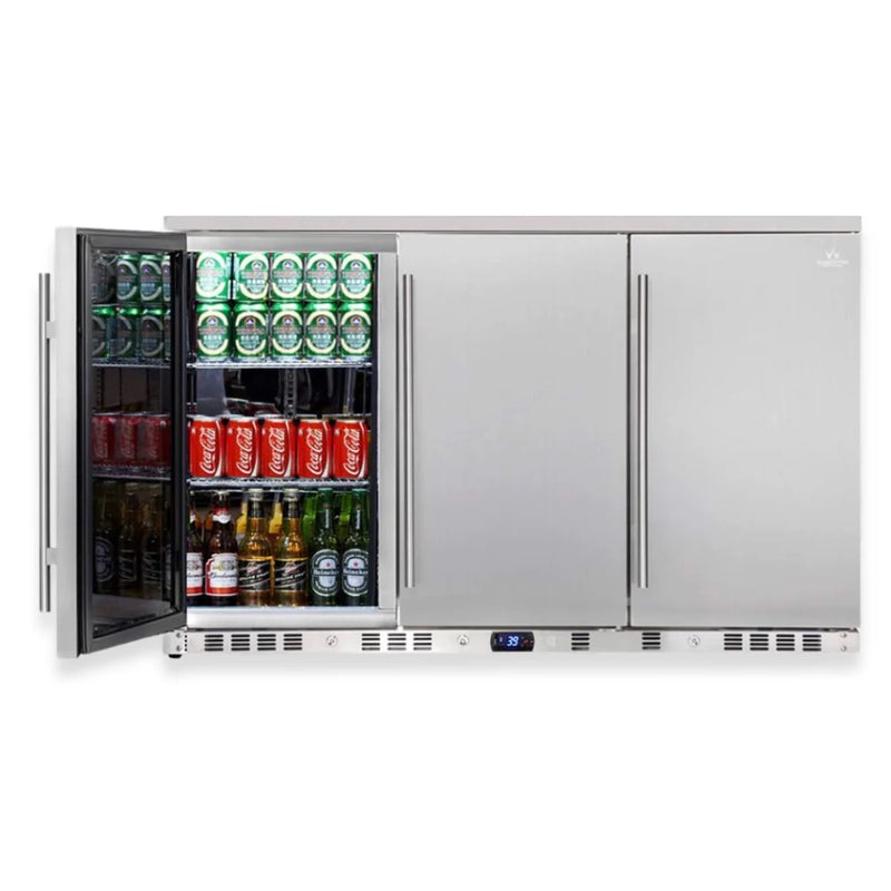 KingsBottle KBU328ASD Built-In Beverage Cooler with Left Door Open Showing Storage