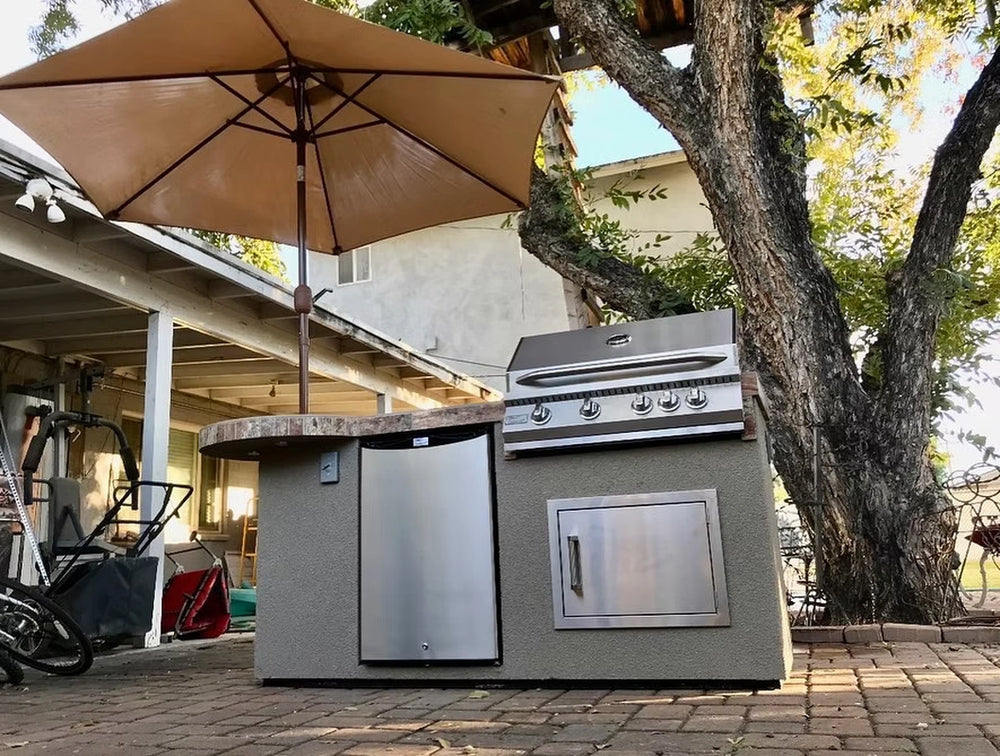 KoKoMo Maui 7.6 Straight Grill Island with Fridge