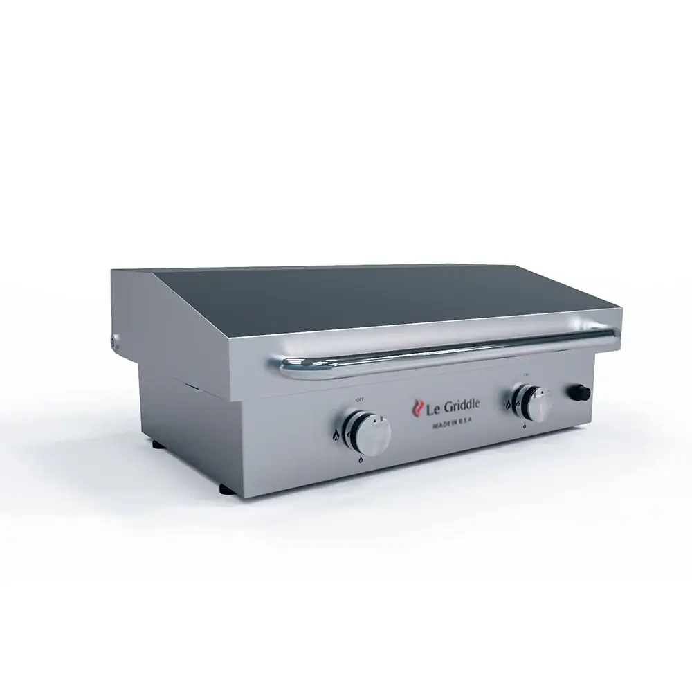 LeGriddle Ranch Hand 2 Burner Griddle with Closed Lid Angled View