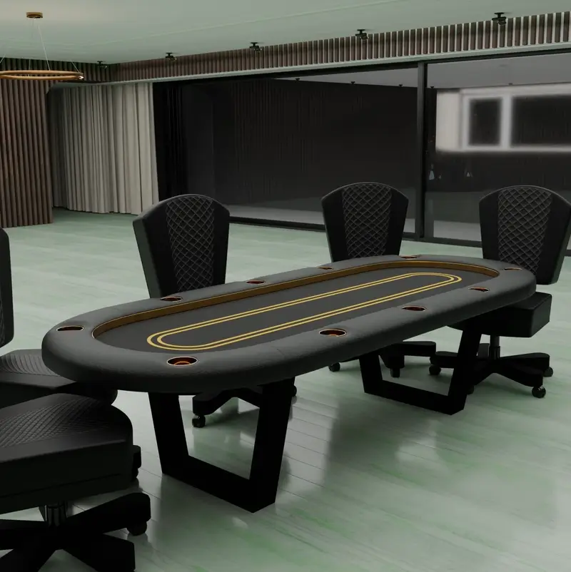 Arts Gameroom Manetho Poker Table - Ebony Black Angled View