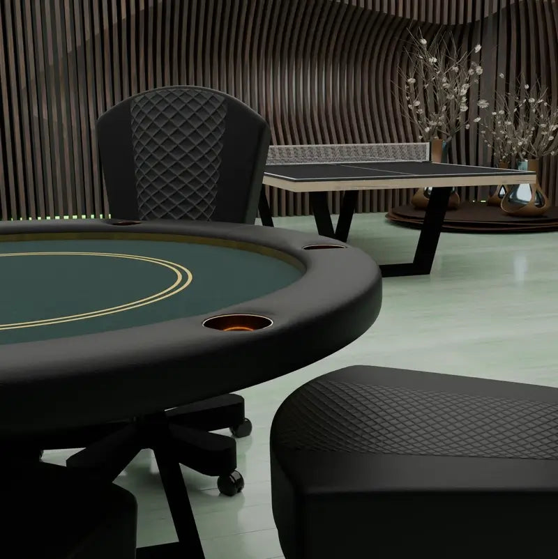 Manetho Round Poker Table by Arts Gameroom Zoomed in