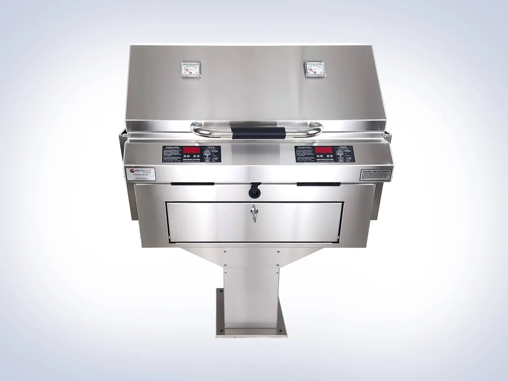 ElectriChef Ruby 32" Dual Pedestal Electric Grill - Front View Closed Lid