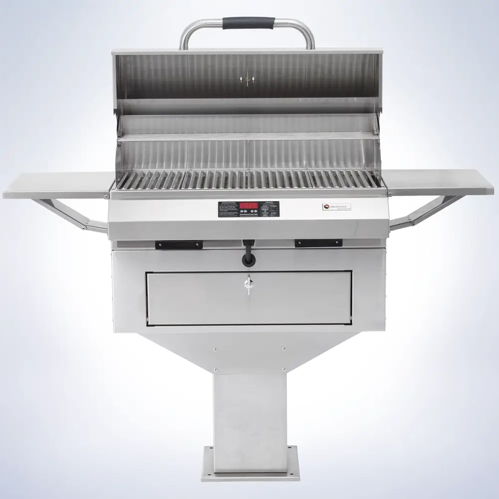 ElectriChef Ruby 32 Pedestal Electric Grill – secure base storage and user-friendly digital interface