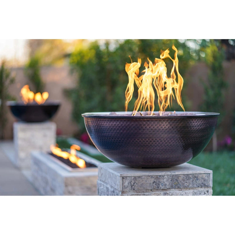 The Outdoor Plus Sedona Hammered Patina Copper Fire Bowl Lifestyle