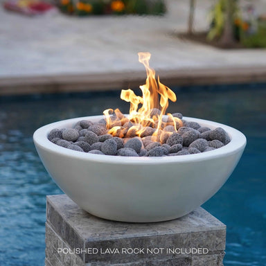 The Outdoor Plus Sedona GFRC Concrete Fire Bowl with Lava Rock and Fire