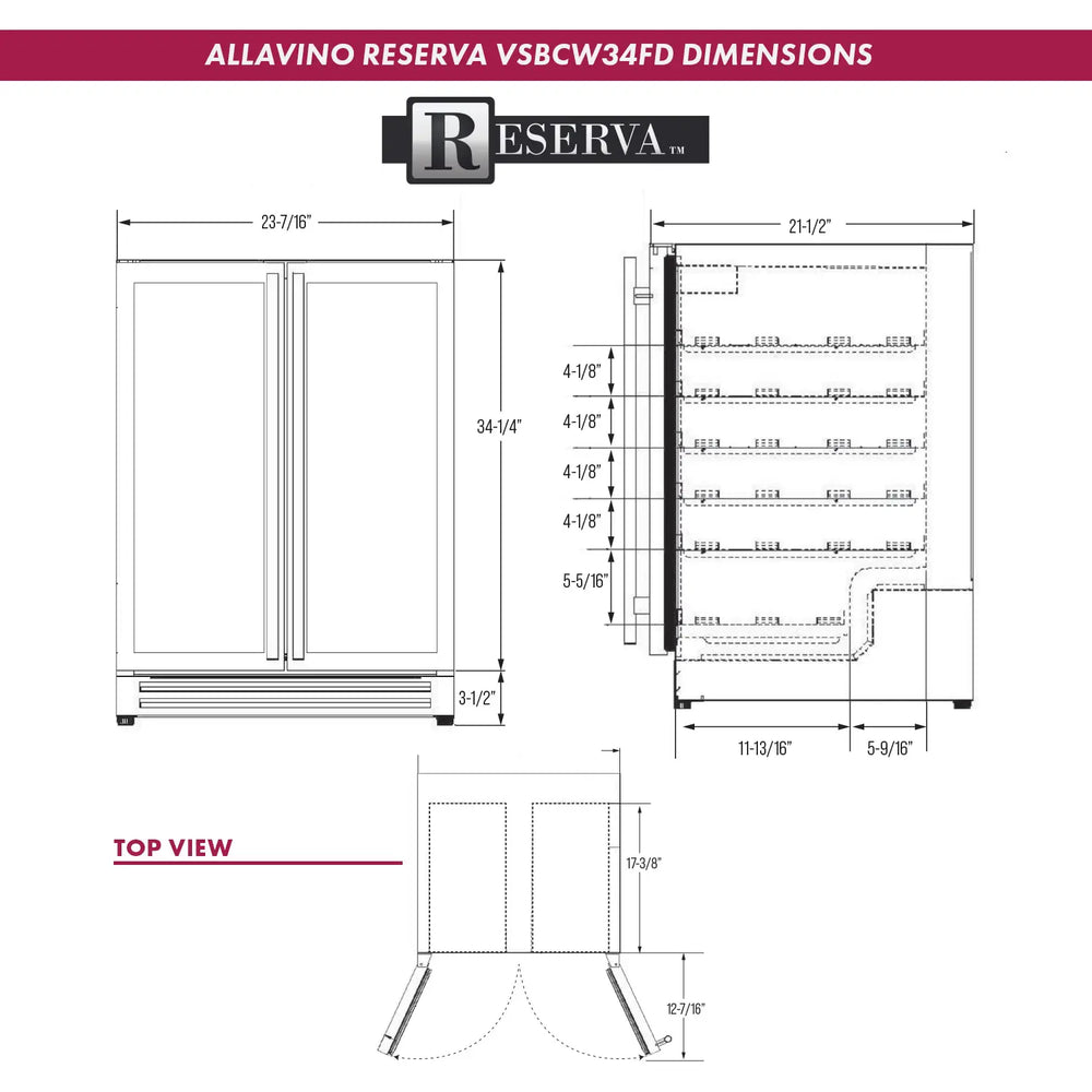 Allavino VSBCW34FD Dimensions