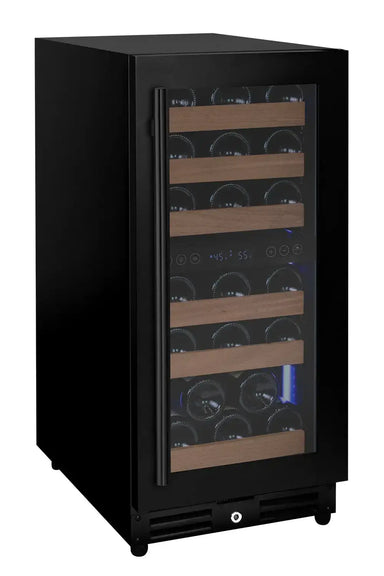 Allavino Reserva 15" dual-zone wine refrigerator, black trim, right hinge, 30 bottles.