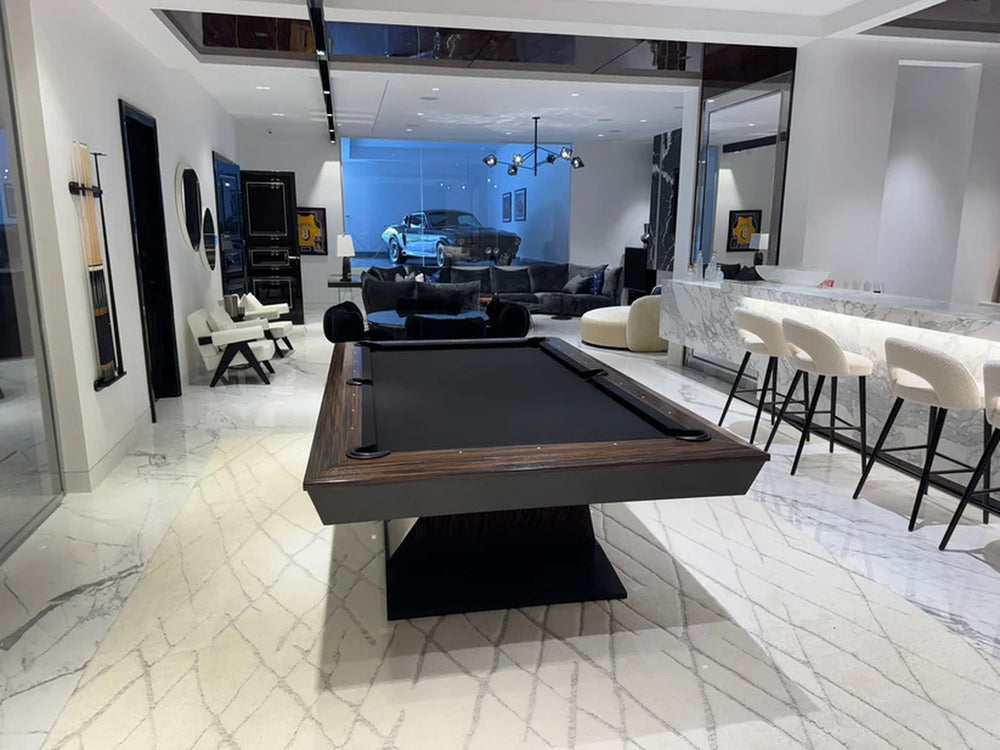 White Billiards Meridian Black Slate Pool Table – Modern Living Room Showcase