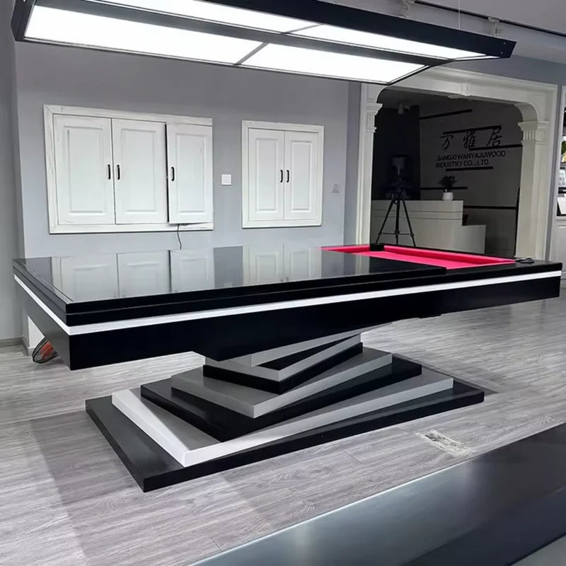 White Billiards Neavio modern convertible pool table with glossy black dining top