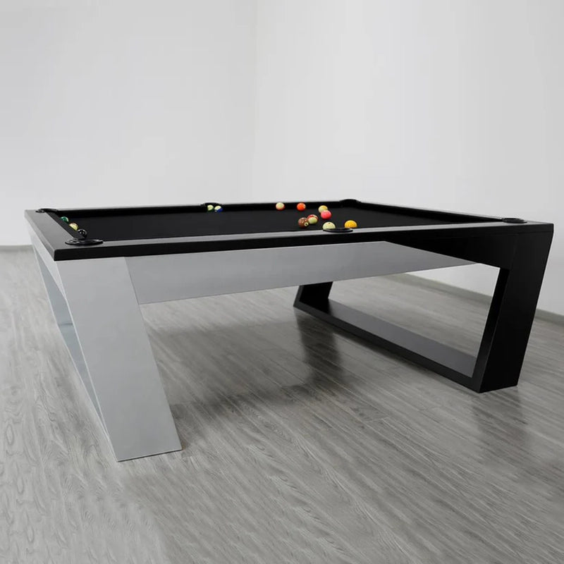 White Billiards Valenti luxury billiard table with black felt and black-white base design