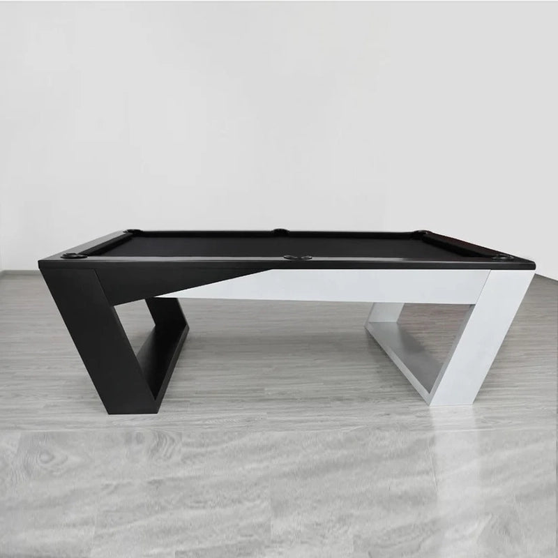 White Billiards Valenti high-end pool table with matte black felt and geometric frame