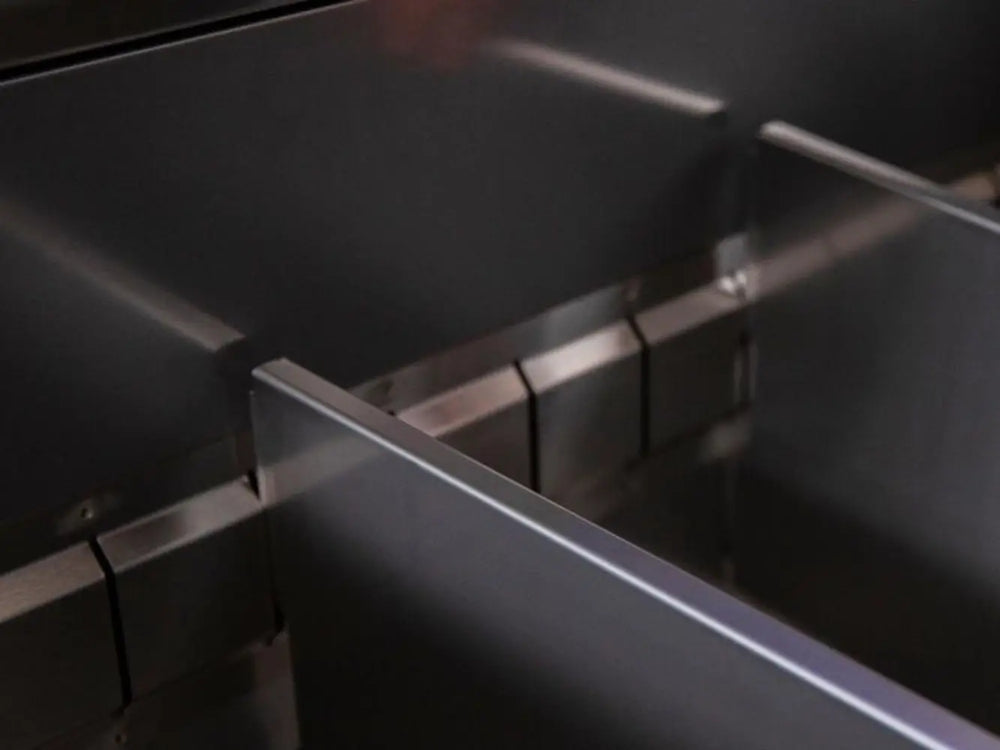 Welded stainless steel firebox interior of premium grill