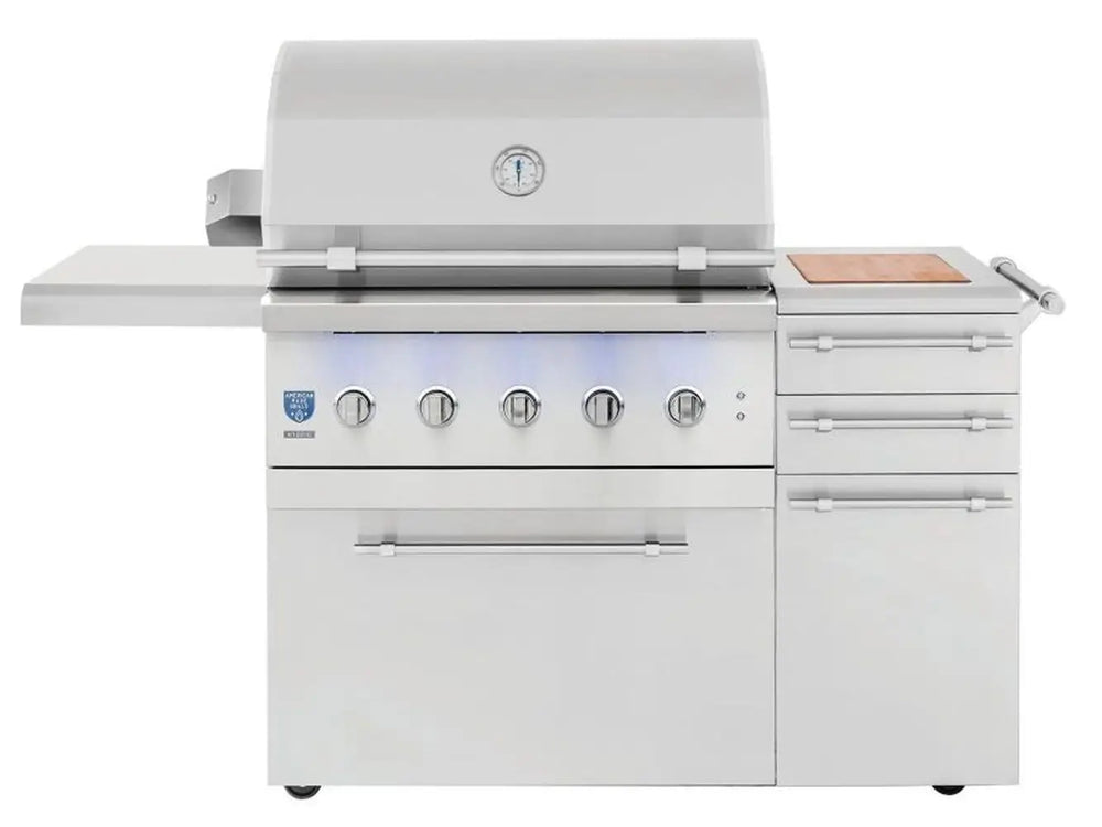 American Made Grills Encore 36" Hybrid Gas, Wood & Charcoal Grill Closed Lid