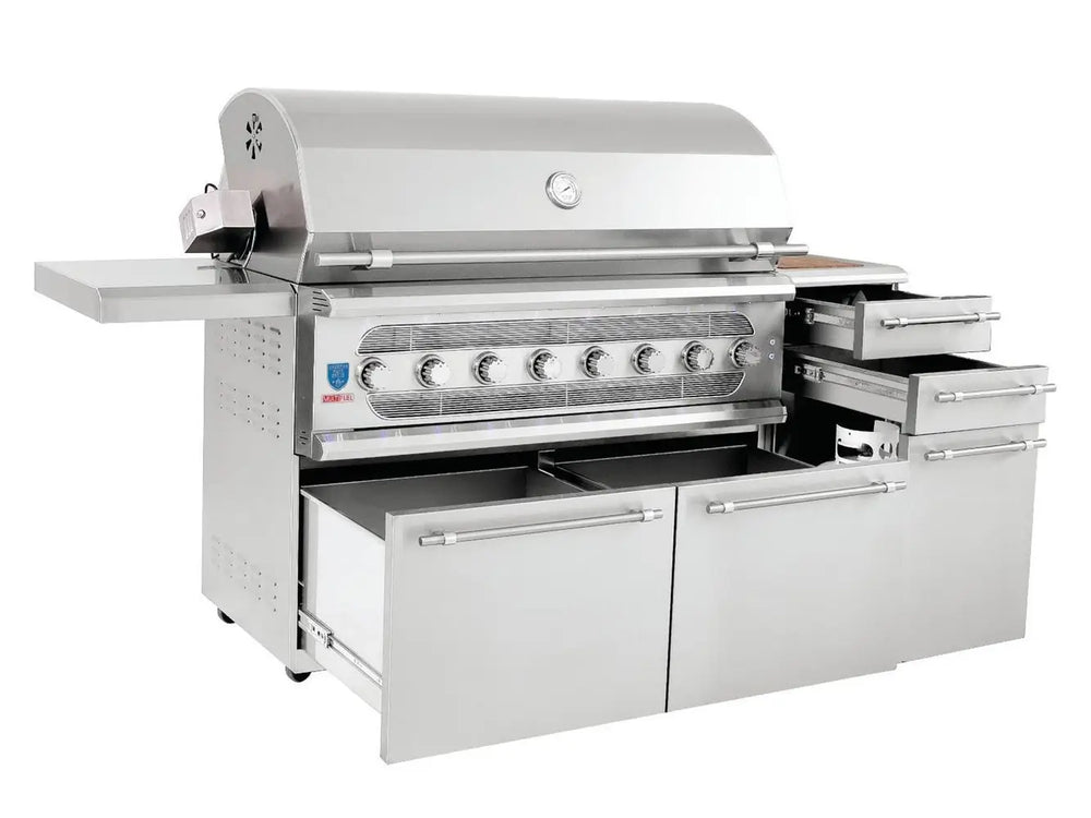 American Made Grills Muscle 54" Hybrid Grill w/ Cart Open Shelves