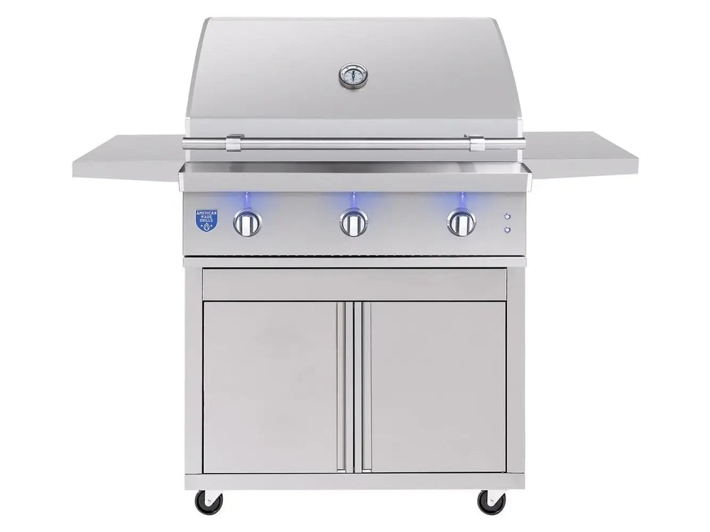 American Made Grills Atlas 36" 3-Burner Gas Grill in Cart Closed Lid