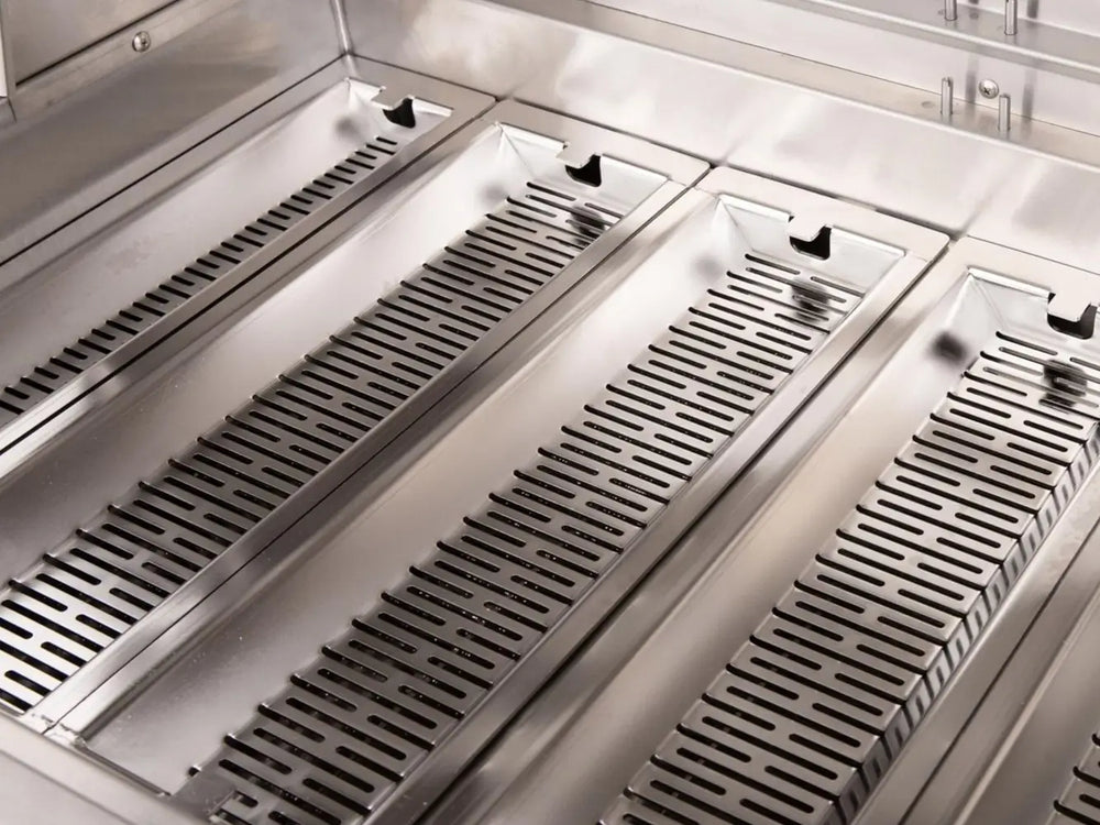 Premium stainless steel flame tamers in luxury gas grill
