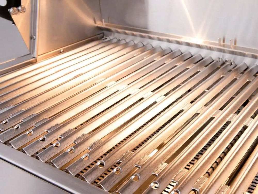 Heavy-duty stainless steel cooking grates close-up