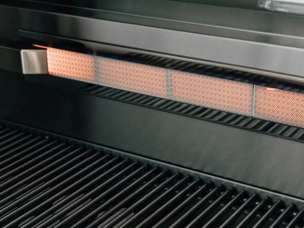 Infrared rear burner inside stainless steel gas grill