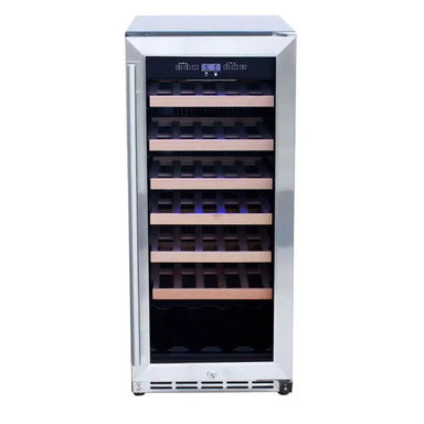 Summerset RFR-15W 15-inch Outdoor Wine Cooler with glass door, stainless steel frame.