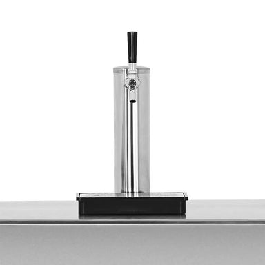 Summerset RFR-TAP-1 single keg tap tower with chrome finish, black handle, and drip tray on counter.