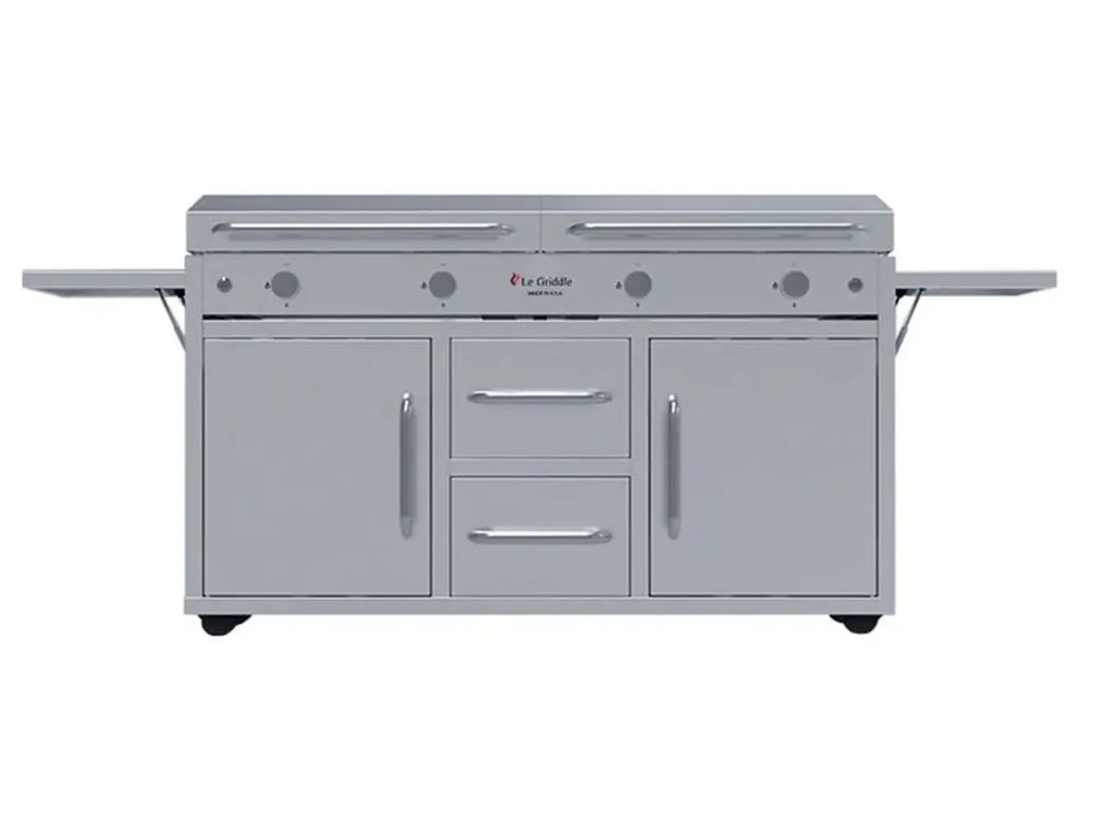 Le Griddle The Grand Texan GFE160 CK Gas Griddle with Dual Stainless Steel Lids and Storage Cart