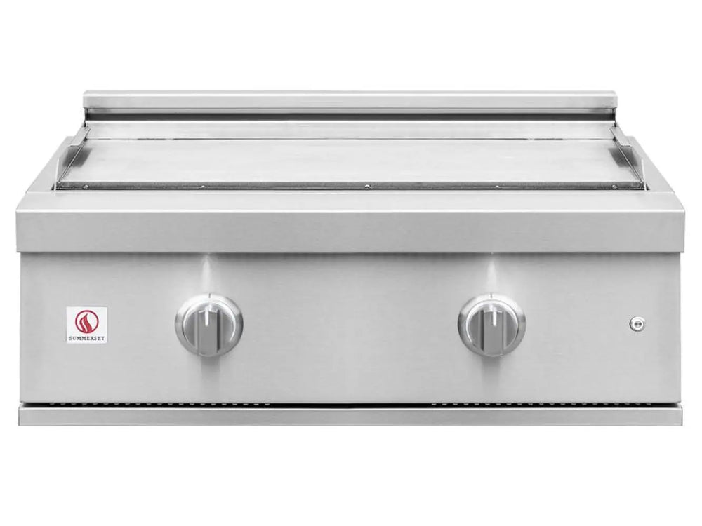 Built-in stainless steel flat top griddle with dual control knobs