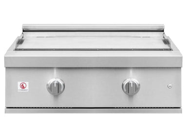 Built-in stainless steel flat top griddle with dual control knobs