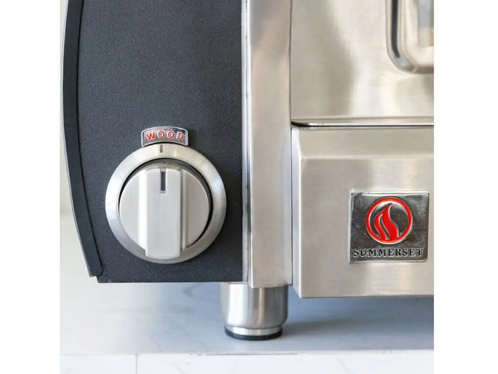 Summerset hybrid pizza oven stainless steel wood fuel control knob