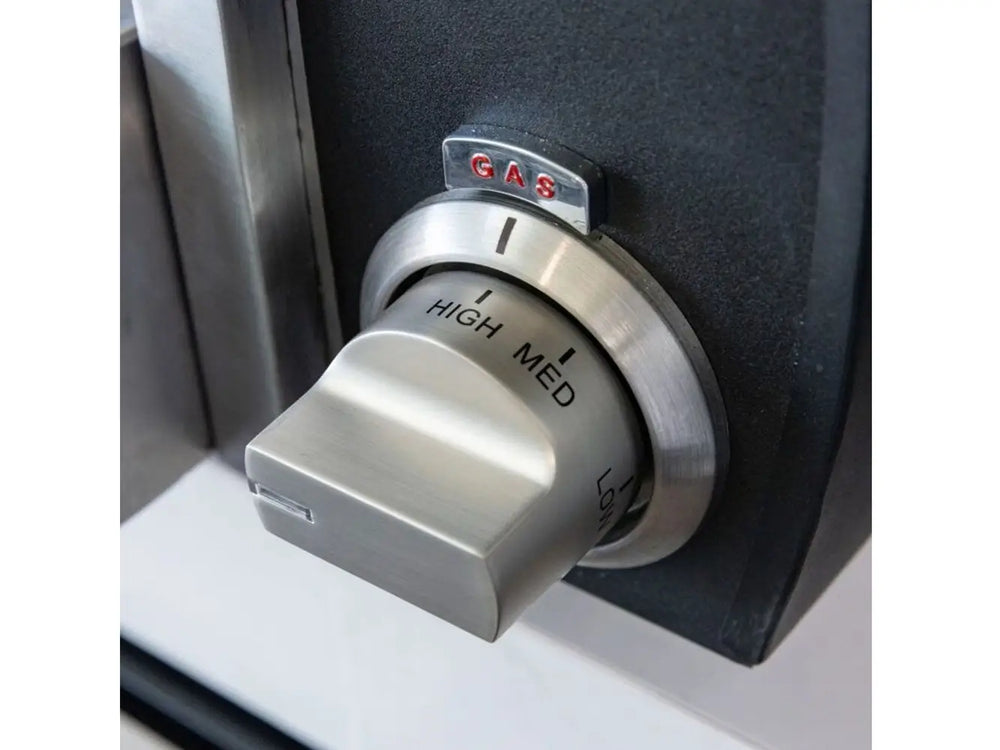 Summerset hybrid pizza oven gas control knob with high, medium, and low settings