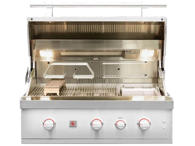 Summerset Quest 36” Built-In Grill – Infrared Rotisserie Open Lid Front VIew