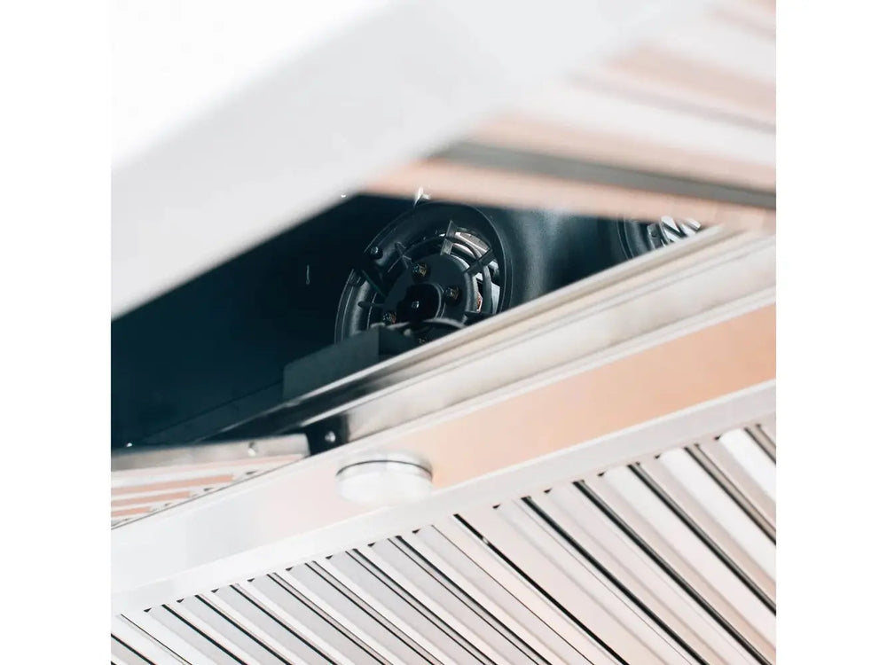 Summerset Outdoor Vent Hood close-up of the internal fan motor and baffle filters.