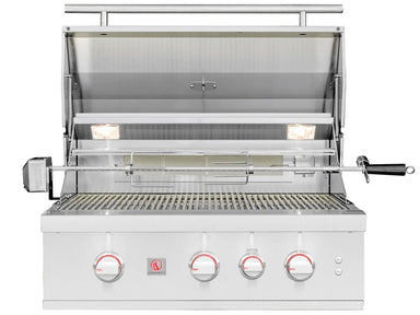 Summerset TRL Pro 32” Grill – 60,000 BTUs & Rotisserie Open Lid Front View