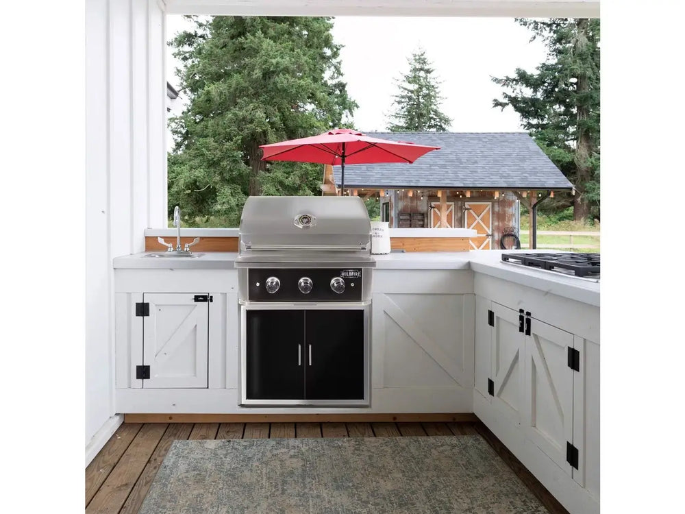 Wildfire 30-Inch built-in gas grill installed in an outdoor kitchen setup