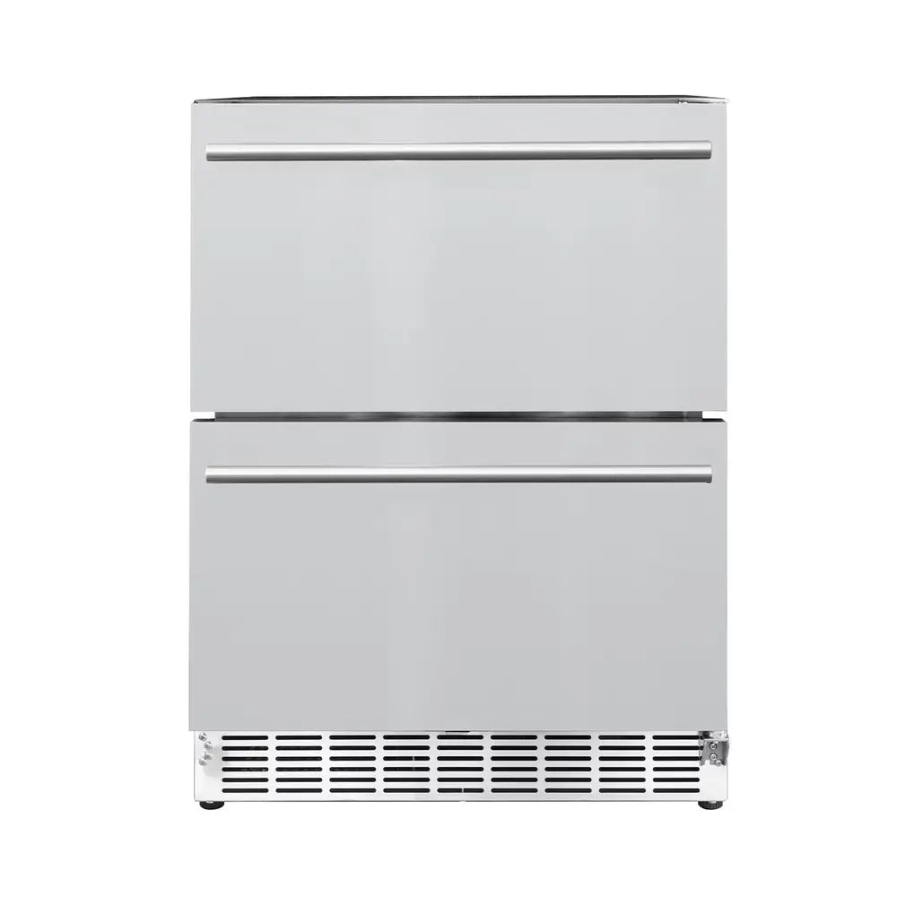 Summerset RFR-24DR2-A 24-inch Double Drawer Refrigerator, stainless steel outdoor appliance.