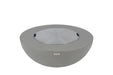 Stainless steel protective lid covering the burner of a round Elementi fire pit bowl.