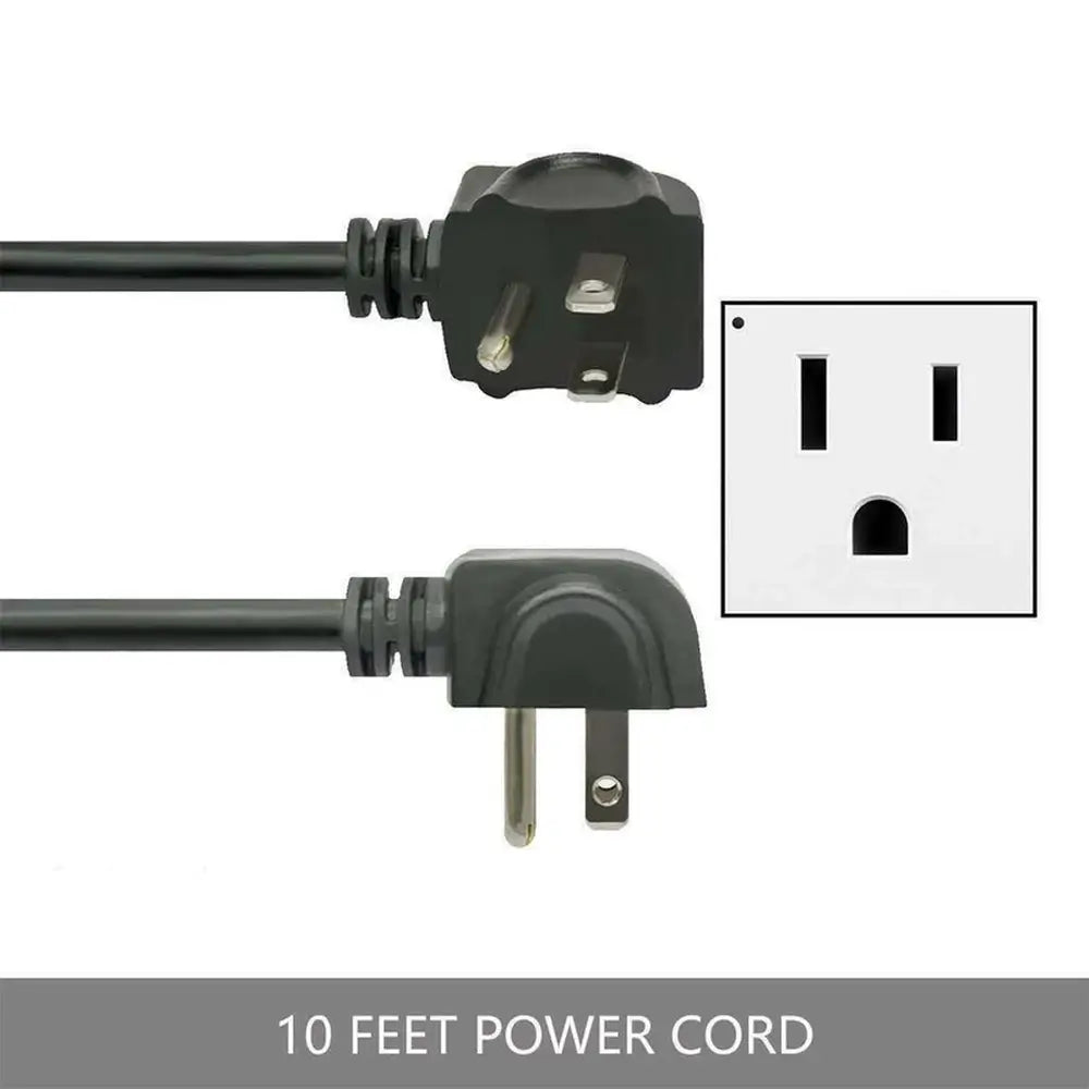 10-foot heavy-duty power cord with a space-saving right-angle grounded plug for KingsBottle wine refrigerators.