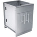 Close-up perspective of the 24-inch Sunstone outdoor cabinet highlighting the pre-drilled side holes for easy modular integration into an outdoor kitchen island.