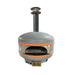 WPPO Lava 28 digital wood-fired oven front view with gray mosaic tile dome, black chimney, digital control panel, and oven opening.